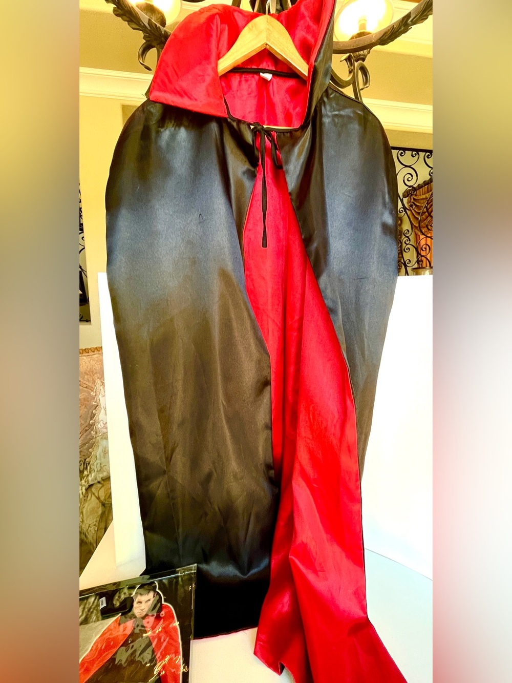 Black and Red Hooded Cape - Classic Costume Cloak